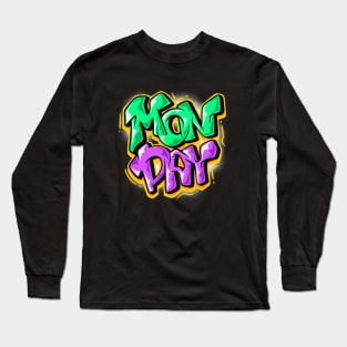 Monday Typography Lettering Long Sleeve T-Shirt